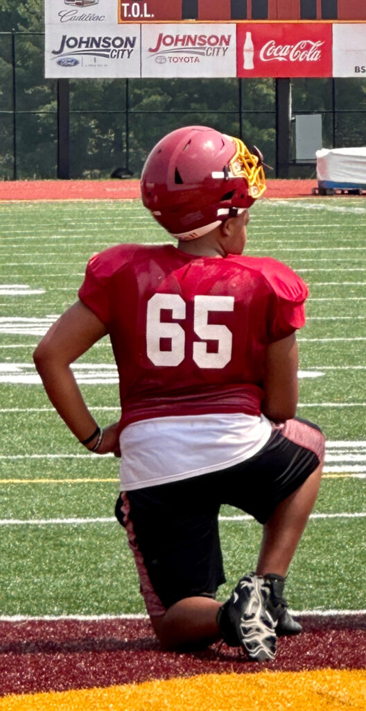 Tybre at varsity football practice at Science Hill High School in Johnson City, TN.